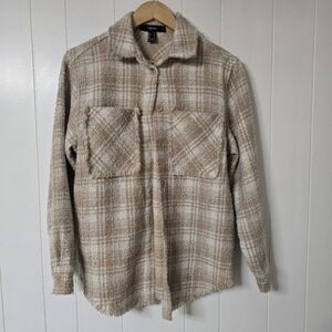 Beige Plaid Utility Shacket